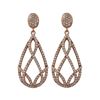 Image 1 : Rose Plated Sterling Silver 14X26mm CZ Teardrop On CZ Post Earrings, 1.42