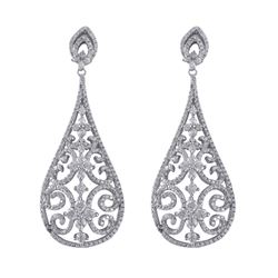 Sterling Silver Filigree Teardrop Earrings With AAA Czs