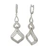 Image 1 : Rhodium Plated Sterling Silver, Open Drop Dangle Lever Back Earrings, With White CZ, 2.75