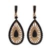 Image 1 : Rose Plated Sterling Silver Teardrop Post Earrings With Black CZ, 1.10