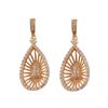 Image 1 : Rose Plated Sterling Silver, Teardrop Post Earrings With White CZ, 29.5Mm Long