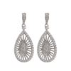 Image 1 : Rhodium Plated Sterling Silver Teardrop Post Earrings With White CZ, 1.10&Quot;
