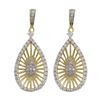 Image 1 : Sterling Silver Two Tone Teardrop Post Earrings With White Czs, 29.5Mm Long