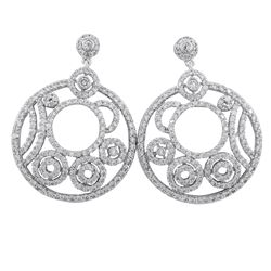 Sterling Silver Post Earrings. Filigree Circle With CZ- 40M