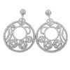 Image 1 : Sterling Silver Post Earrings. Filigree Circle With CZ- 40M