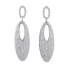 Image 1 : Sterling Silver With CZ, Oval Hanging On Post Earrings-55M Long