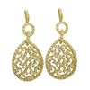 Image 1 : Gold Plated Sterling Silver Filigree Teardrop Post Earrings, 1.89"