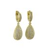 Image 1 : Gold Tone Sterling Silver CZ Pave Teardrop Hoop Earrings-30M