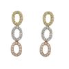 Image 1 : Tri Color Sterling Silver Open Ovals With CZ Post Earrings-34M