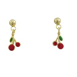 Gold Over Sterling Silver Cherry Post Earrings-16M