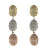 Image 1 : Sterling Silver Tri Color CZ Ovals Post Earrings-Three Ovals-1.6