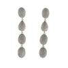 Image 1 : Rhodium Plated Sterling Silver,  Four CZ Ovals Dangling, Post Earrings, 2.20"