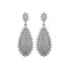 Image 1 : Rhodium Plated Sterling Silver, Teardrop Post Earrings With Pave CZ, 1.3
