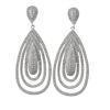 Image 1 : Rhodium Plated Sterling Silver, Triple Teardrop CZ Post Earrings, 2.17"