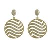 Image 1 : Gold Tone Sterling Silver 23Mm Round Wave CZ Post Earrings- 1.32