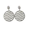 Image 1 : Sterling Silver 23Mm Round Wave CZ Post Earrings- 1.32"