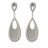 Image 1 : Rhodium Plated Sterling Silver CZ Teardrop Post Earrings, 2.20"