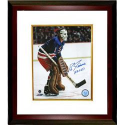 Ed Giacomin Signed New York Rangers 16X20 Color Photo Custom Framed HOF 87