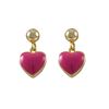 Image 1 : Hot Pink Enamel Heart On Gold Plated Sterling Silver Post