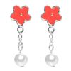 Image 1 : Sterling Silver Flower Earrings W Prl