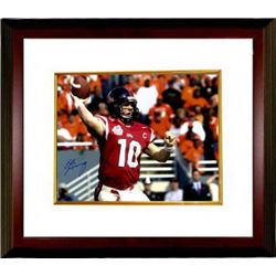 Eli Manning Signed Ole Miss Rebels 16X20 Photo Custom Framed (2003 Cotton Bowl-Red Jersey)- Steiner 