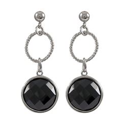 Black CZ, Sterling Silver Post Earrings, 37Mm Long