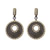 Image 1 : Matte Black And Gold Plating Over Sterling Silver, White CZ, Hammered 16.8Mm Circle Post Earrings Di