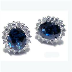 Sterling Silver-Cz Saphire Royal Earring