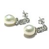 Image 1 : Sterling Silver-CZ Pearl Post Earr