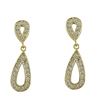 Image 1 : Gold Plated Sterling Silver, Open Teardrop CZ Post Earrings, 1&Quot;