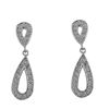 Image 1 : Rhodium Plated Sterling Silver, Open Teardrop CZ Post Earrings, 1&Quot;