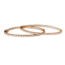 Rose Tone Sterling Silver CZ Hoop Earrings