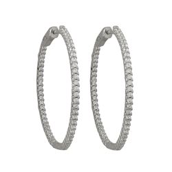 Sterling Silver CZ 40X40mm Hoop Earrings