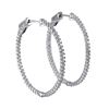 Image 1 : Sterling Silver Hoop Earrings, 32X28mm, With White Czs