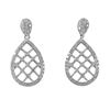 Image 1 : Sterling Silver Post Earrings, Teardrop Shape With White Czs, 32Mm Long
