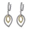 Image 1 : Sterling Silver CZ Two Tone Post Earrings