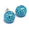 Image 2 : Sterling Silver Aqua Crystal 10Mm Post Earrings