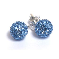 Sterling Silver Blue Crystal 10Mm Post Earrings