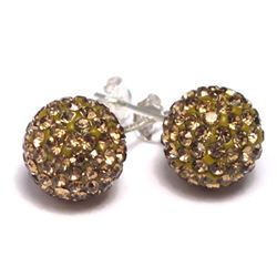 Sterling Silver Champagne Crystal 10Mm Post Earrings