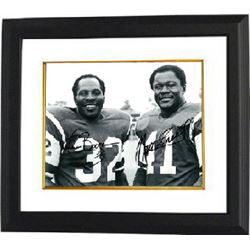 Matt Snell Signed New York Jets 8X10 B&W Photo Custom Framed With Emerson Boozer (Horizontal Black S