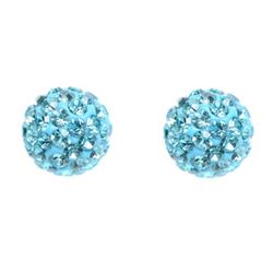 Sterling Silver Aqua Crystal 4Mm Post Earrings