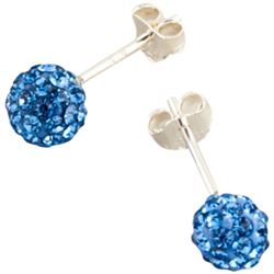 Sterling Silver Blue Crystal 4Mm Post Earrings