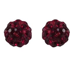 Sterling Silver Garnet Crystal 4Mm Post Earrings