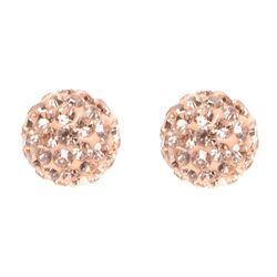 Sterling Silver Peach Crystal 4Mm Post Earrings