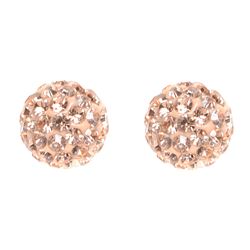 Sterling Silver Peach Crystal 4Mm Post Earrings