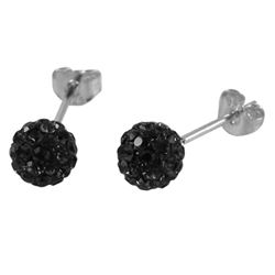 Sterling Silver Black Crystal 6Mm Post Earrings