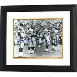 Gary Larsen Signed Minnesota Vikings 16X20 Vintage B&W Photo Custom Framed- 4 Signatures
