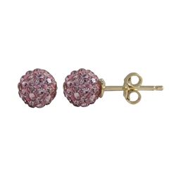 Sterling Silver Light Pink Crystal 6Mm Post Earrings