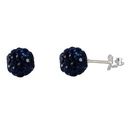 Sterling Silver Navy Crystal 6Mm Post Earrings