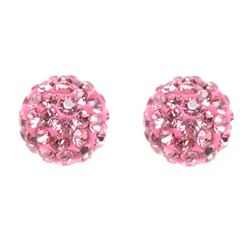 Sterling Silver Pink Crystal 6Mm Post Earrings